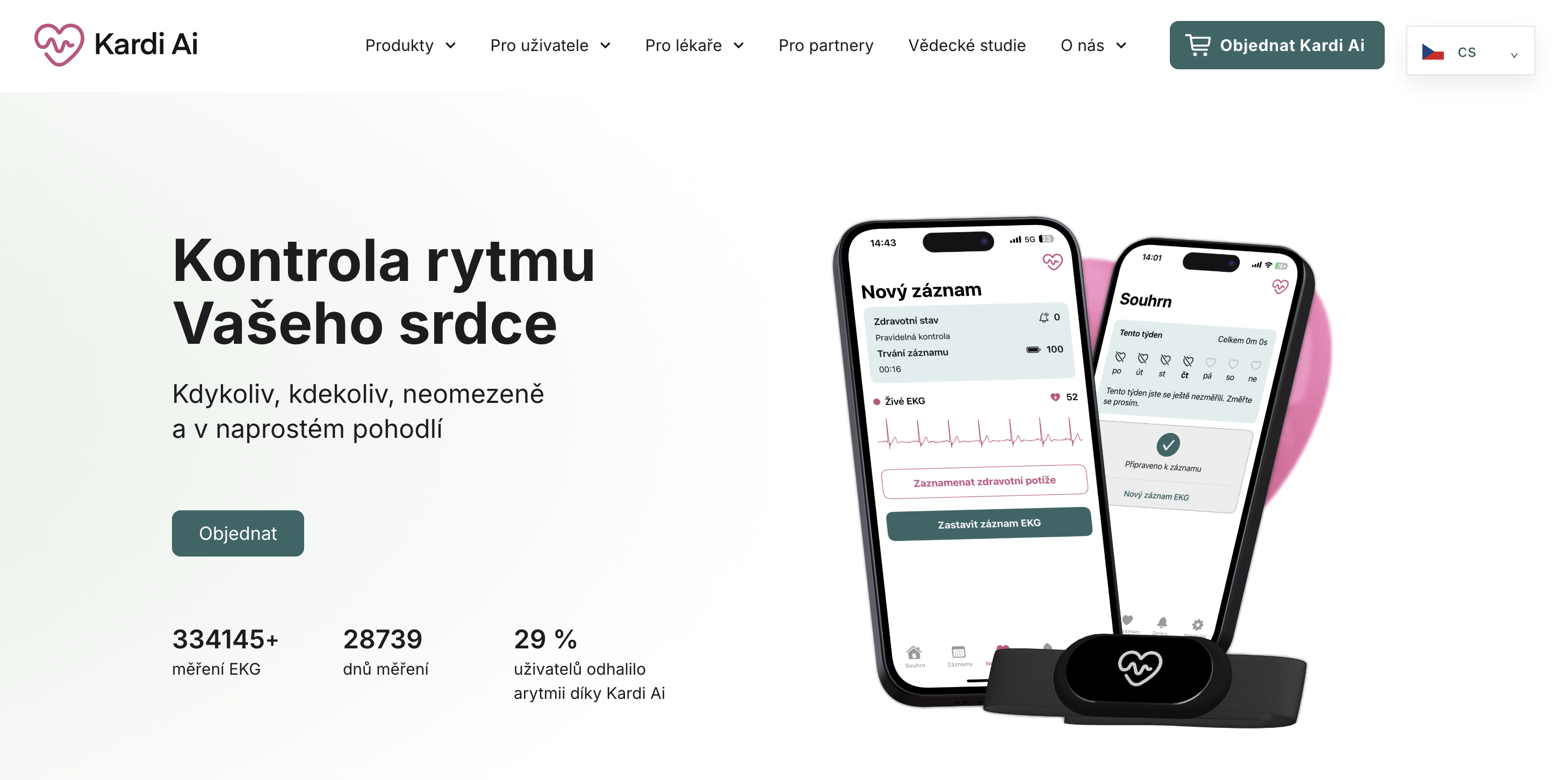 Aplikace Kardi Ai a hrudní pás pro sledování srdečního rytmu